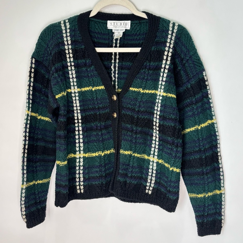 Studio Michelle Stuart Vintage Women’s Hand Knit Wool Sweater Cardigan Medium E1